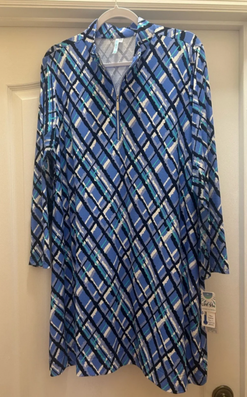 Blue Plaid UPF50+ Quarter Zip Sun Dress